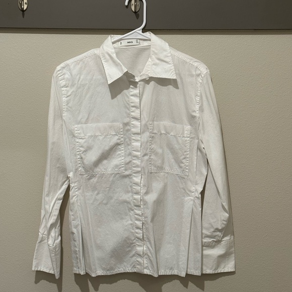 Mango White fitted blouse with pockets - Picture 1 of 2